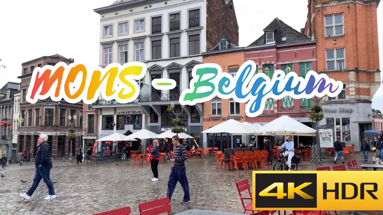MONS - BELGIUM WALKING TOUR JULY 2021 MISTY SKY 4K | EUROPE TOUR