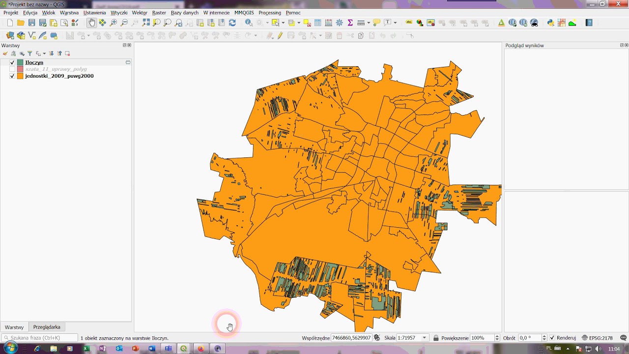 QGIS - Obliczanie udziału procentowego powierzchni upraw w jednostkach urbanistycznych