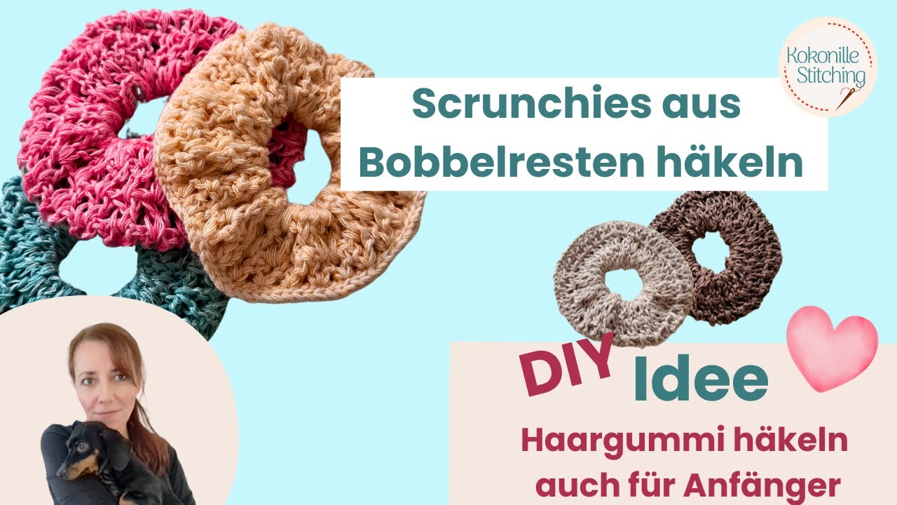 Einfaches Scrunchie mit V-Stäbchen häkeln / Tutorial Häkeln / Haargummi häkeln / DIY Idee