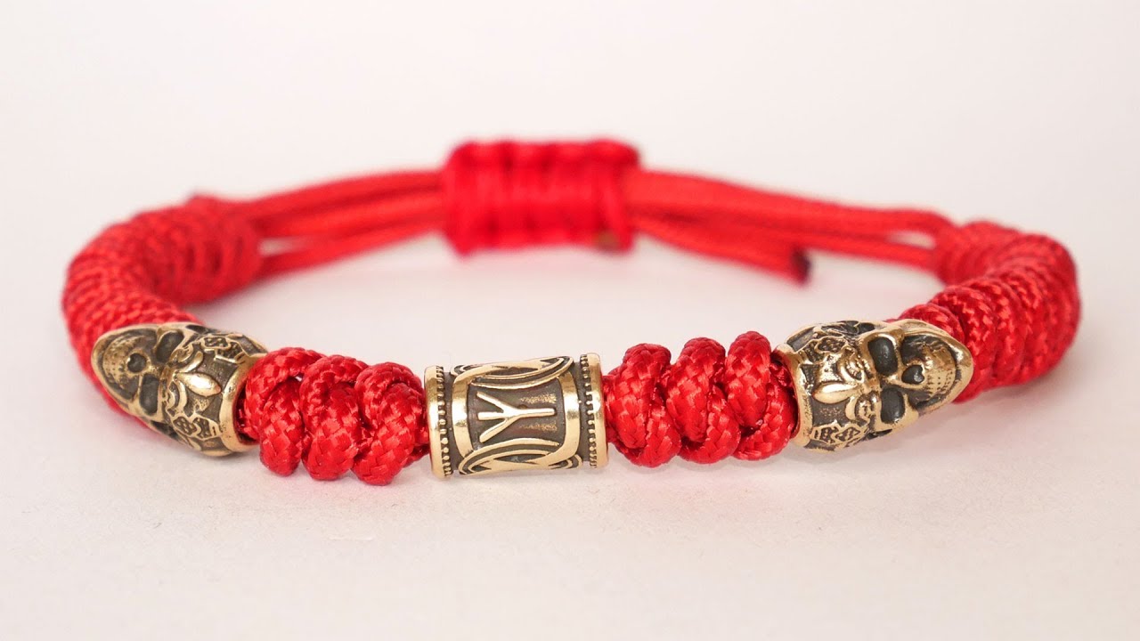 Браслет из миникорда "Череп" / Paracord bracelet with bead-skull