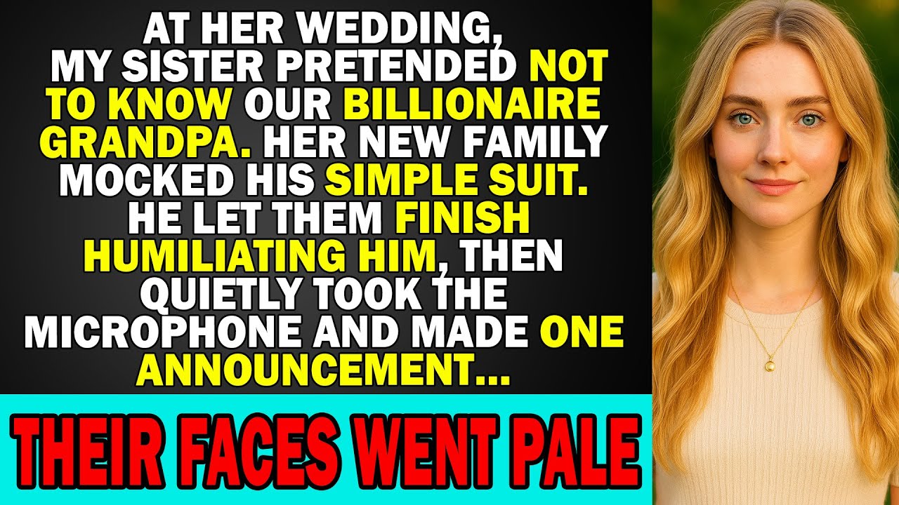 Моя сестра делала вид, что не знает нашего дедушку-миллиардера на своей свадьбе, пока не пришел с...