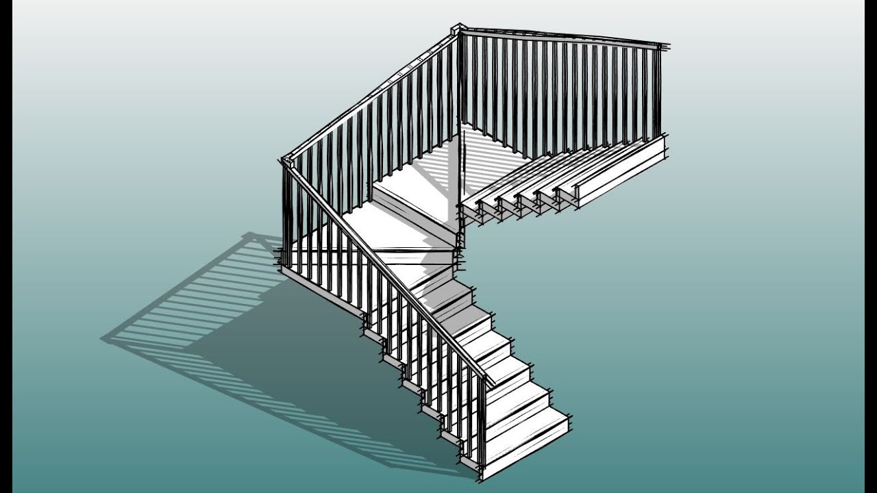 Everyday Revit (День 287) — U-образная лестница с забежными ступенями (Лестница по эскизу)