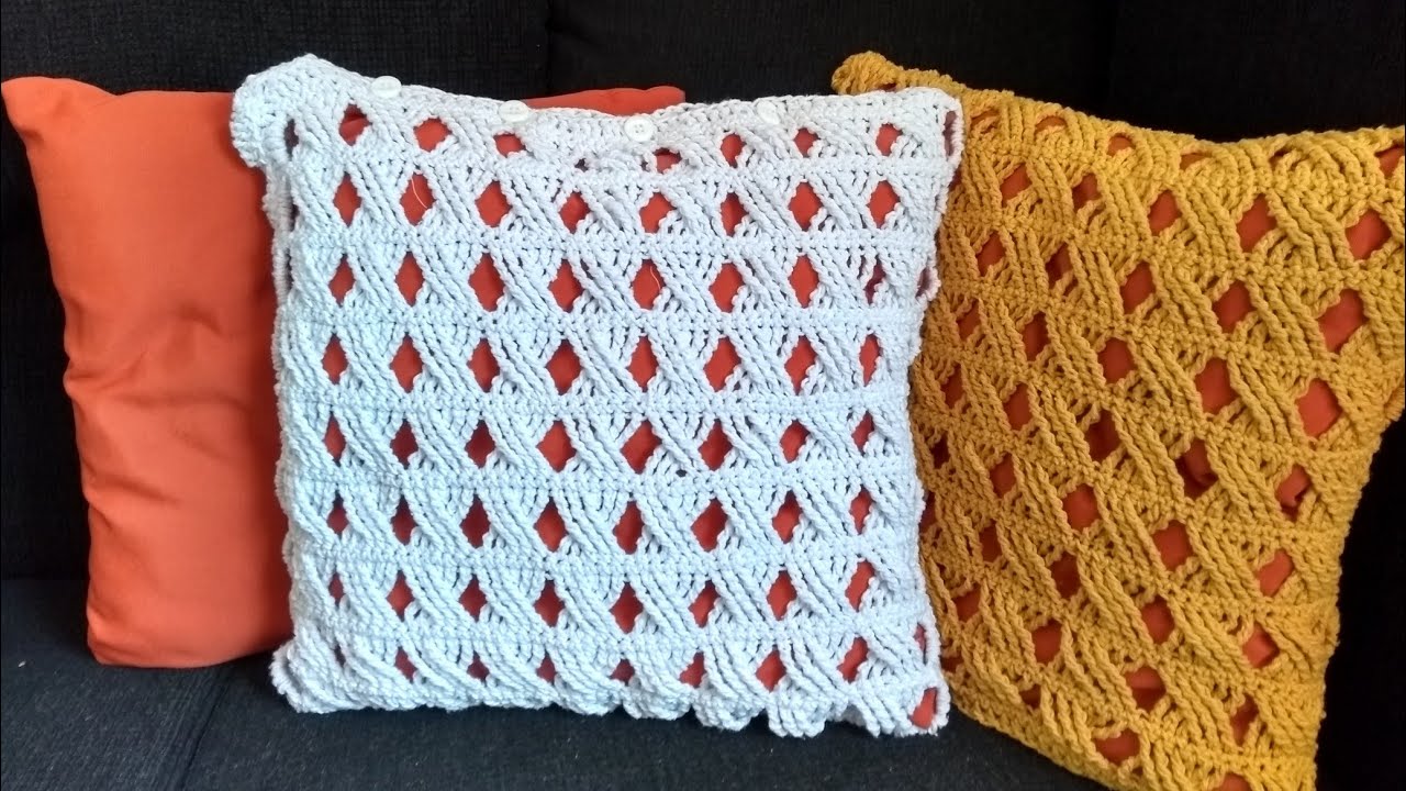 Capa para almofada em Ponto Trança/ Tutorial Diy Crochet