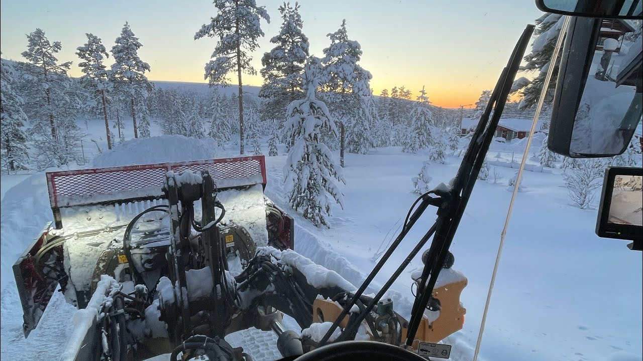 POV Snow Removal In A Sunny Swedish Ski Resort