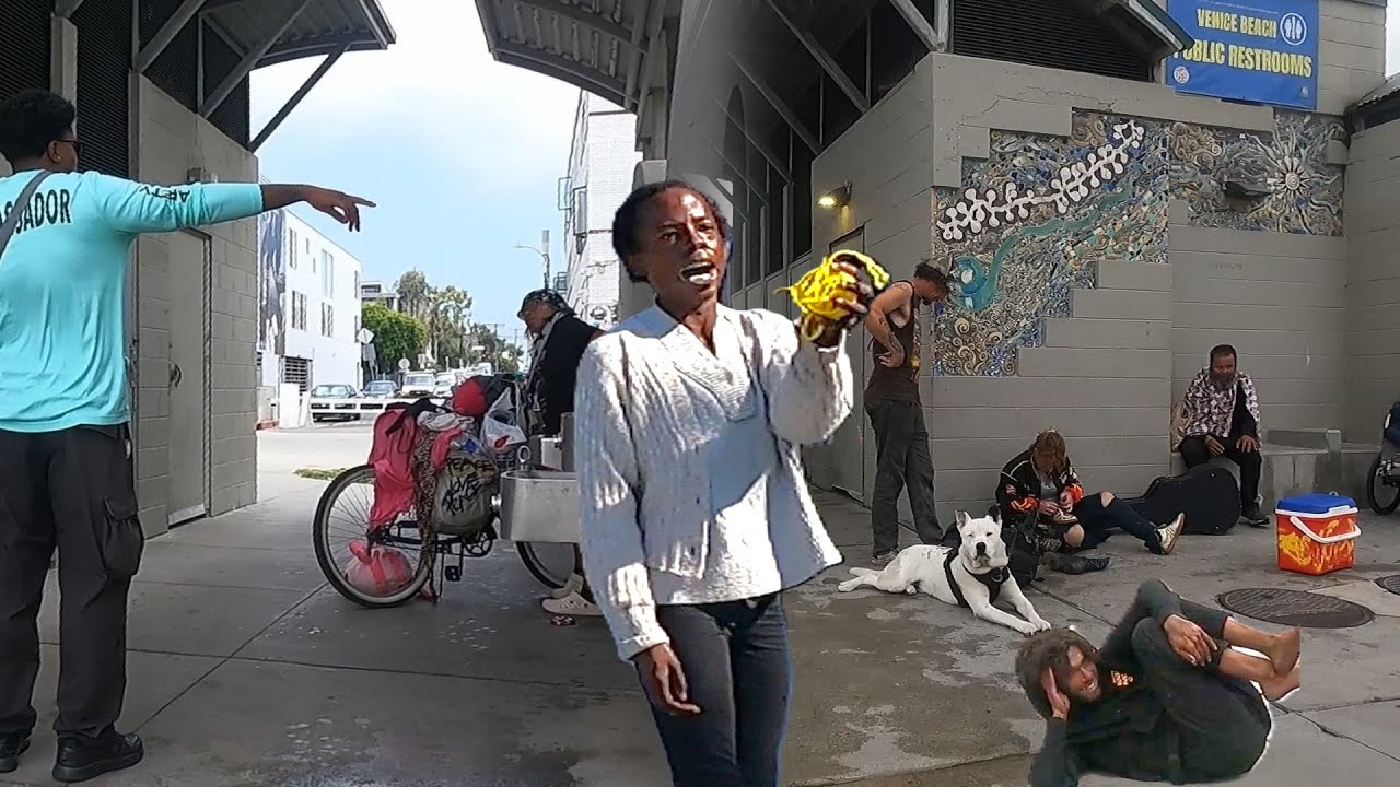 Crazy People of Venice Beach  -  Disturbing Behavior at the Public Bathrooms