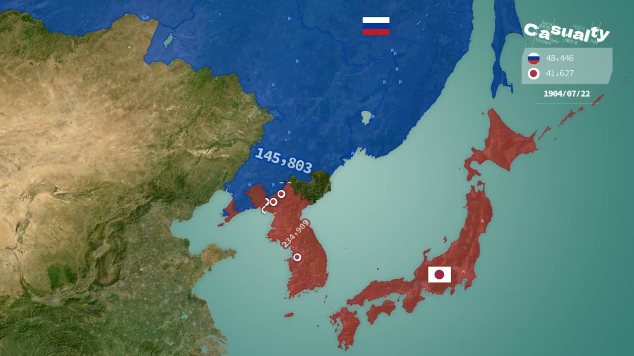 1904-1905 The Russo-Japanese War Animated Map: Clash of Empires丨日露戦争丨 Русско-японская война