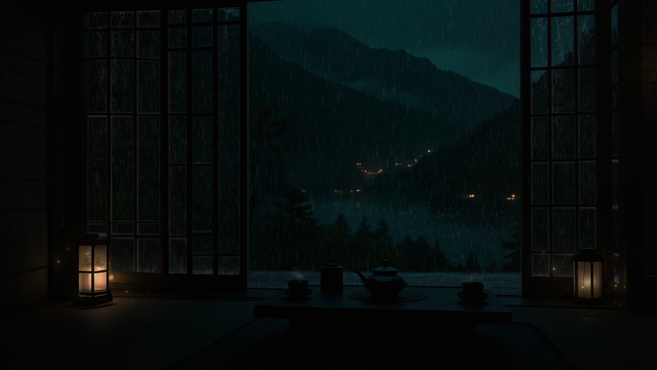 Звуки Дождя В Уютном Домике На Берегу Реки 🌧 (Без Рекламы) | Спокойная Темная Спальня Для Снятия Ст