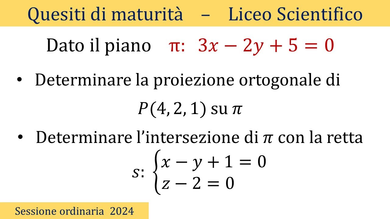 Maturità 2024 - Geometria analitica nello spazio - ORDINARIA - QUESITO 3