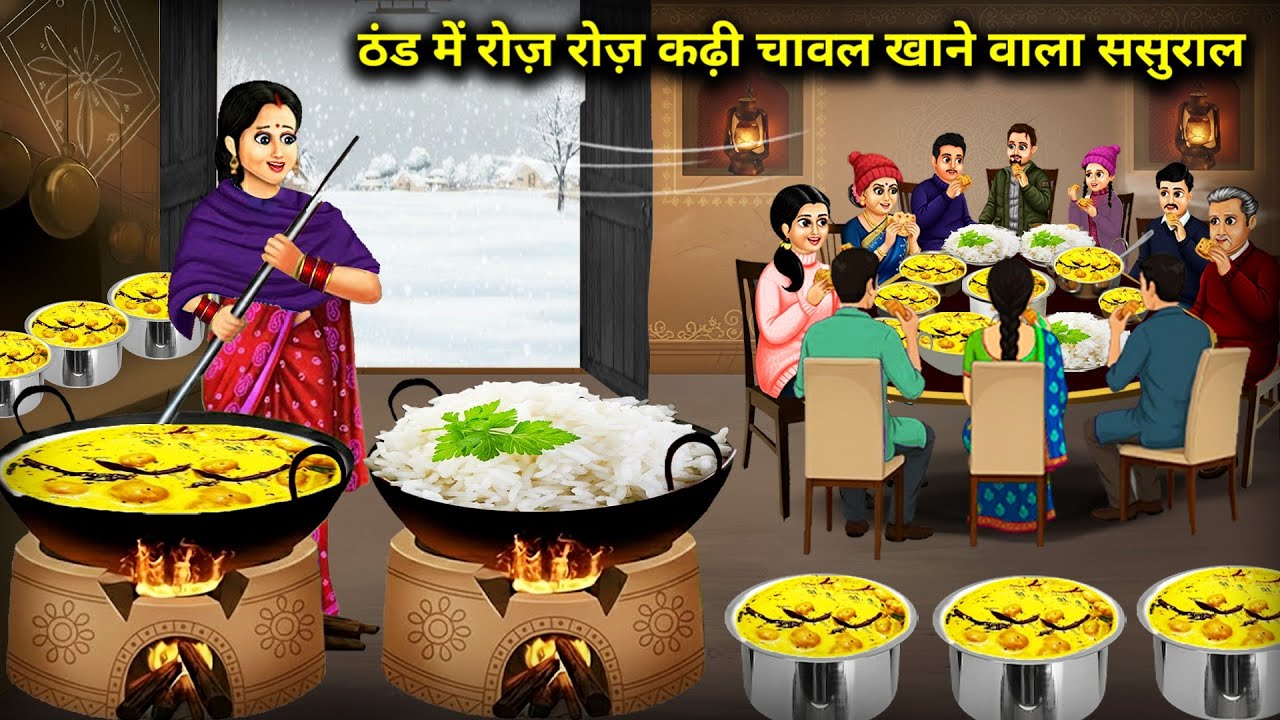 ठंड में रोज़ रोज़ कढ़ी चावल खाने वाला ससुराल || In-laws Eat Curried Rice In Winter || Cartoon Video