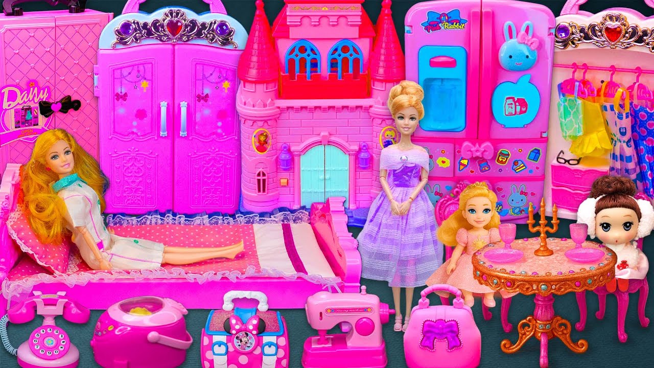 19 Minutes Satisfying with Unboxing Cute Barbie Princess Bedroom Makeup Playset ASMR | My Pink Toys