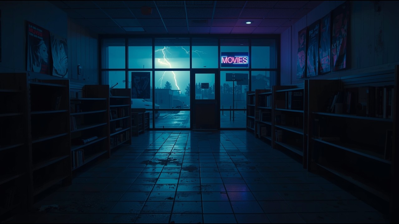 Step Back to 1998 🌙 Neon Lights, Empty Store & Rain Ambience