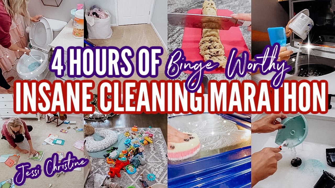 4 HOURS OF INSANE CLEANING MOTIVATION|BINGE WORTHY CLEAN WITH ME MARATHON| CLEANING MUSIC