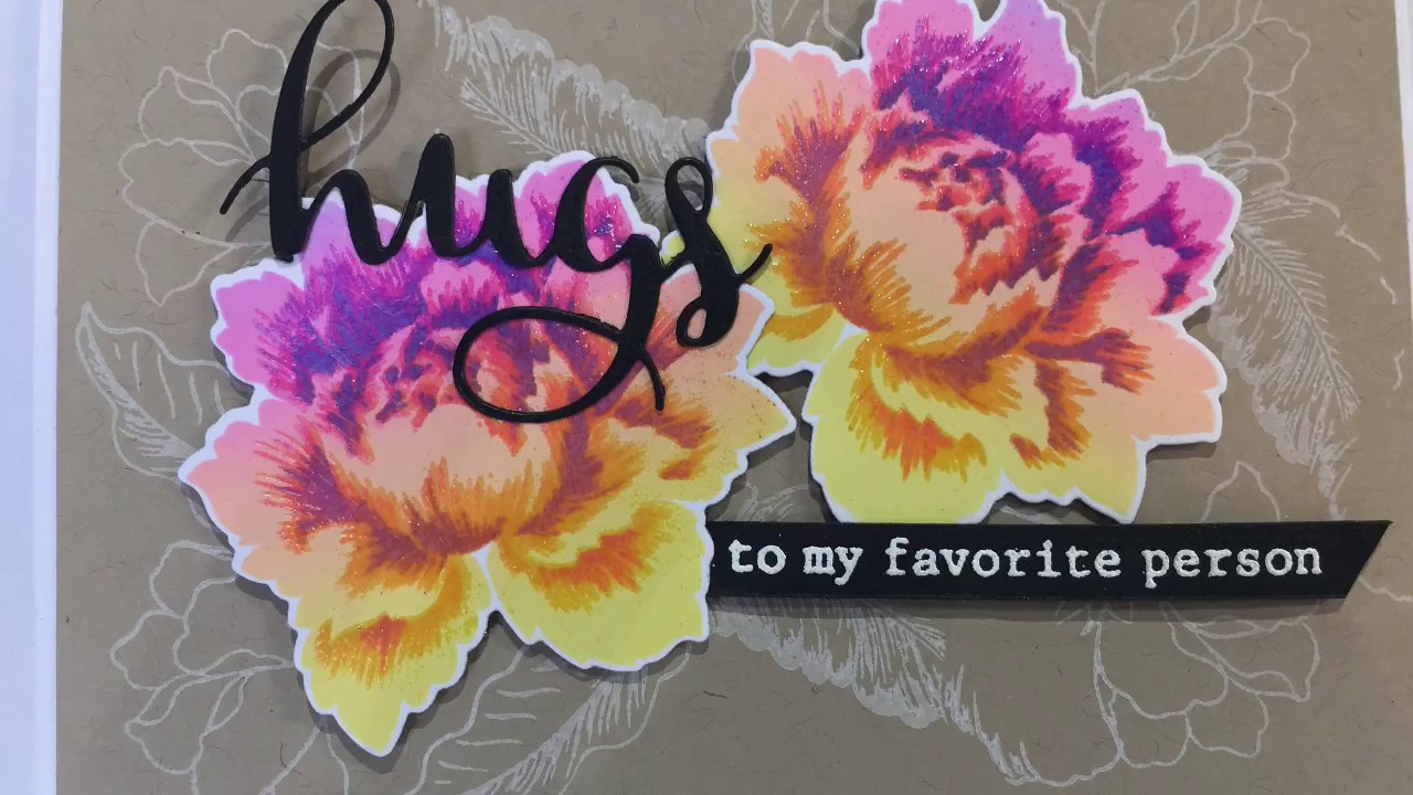 Using Altenew Layering Stamps Peony Bouquet With A Single Ink Pad