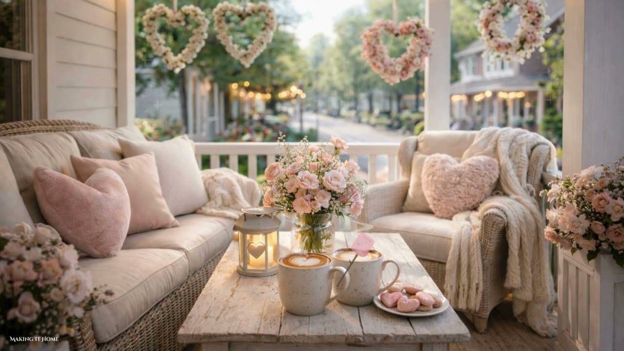 Valentine Soft Piano Jazz ☕💕 | Porch Ambience with Gentle Jazz Music