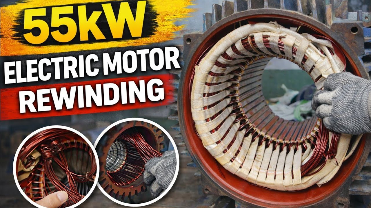 55kW Induction Motor Winding Data | Complete Rewinding Formula (1450 RPM)
