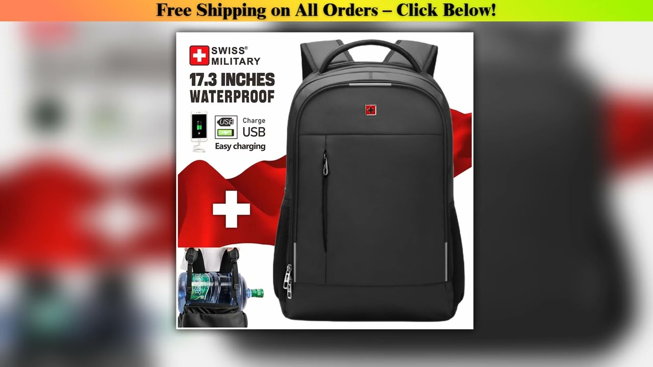 SWISS MILITARY Men Laptop Business Backpack Backpack 17 Inch Fashion School waterproof USB Large