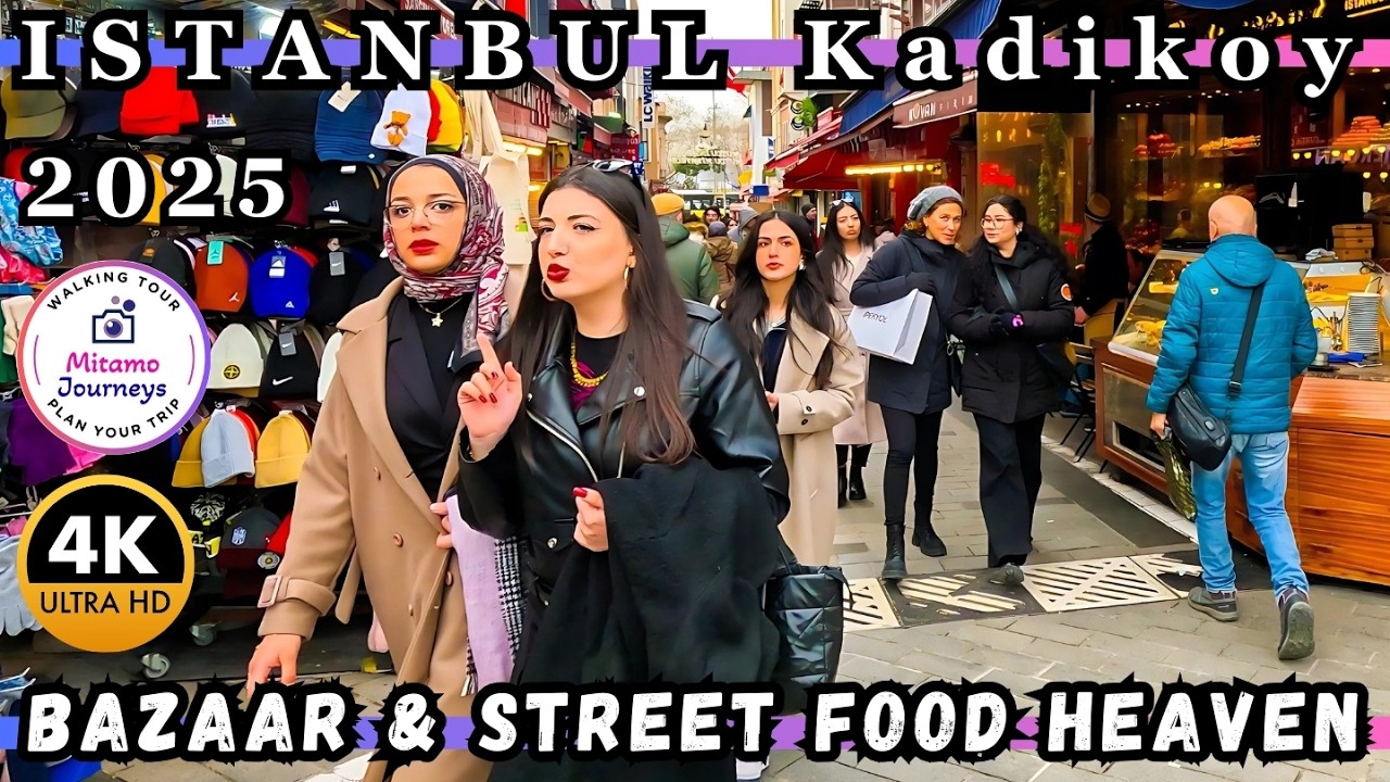 Istanbul Kadıköy Bazaar & Ferry Ride | Local Food, Cozy Streets & Bars | 4K UHD (Feb 2025)