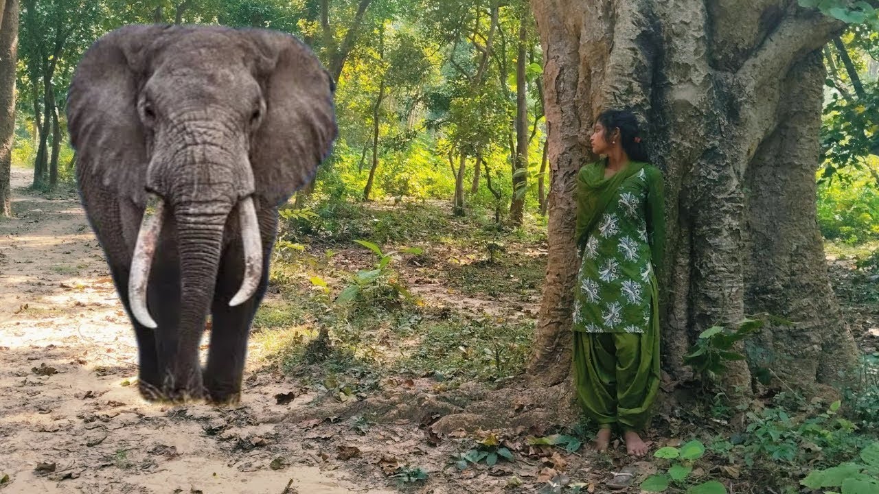 Tiger Attack On 🐘Village Girl in the forest l tiger Attack man in forest ya🌳Benga🙏tiger Attack🦁🌿.d,.