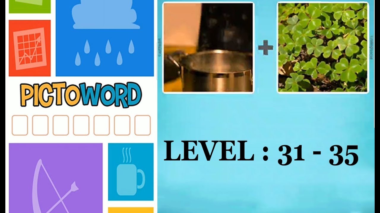 Pictoword level 31,32,33,34,35  solutions, answers, walkthrough