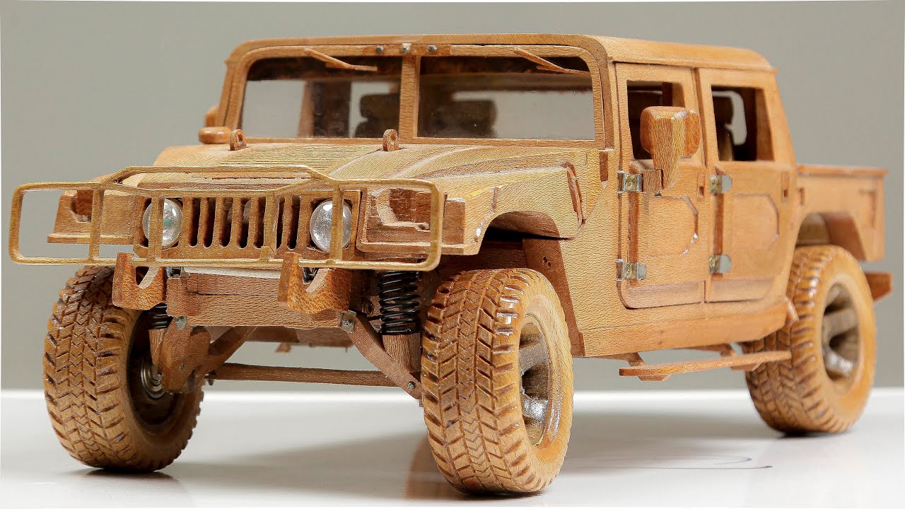 How to make Hummer H1 Pickup Truck out of wood - ASMR Woodworking, DIY Car Model