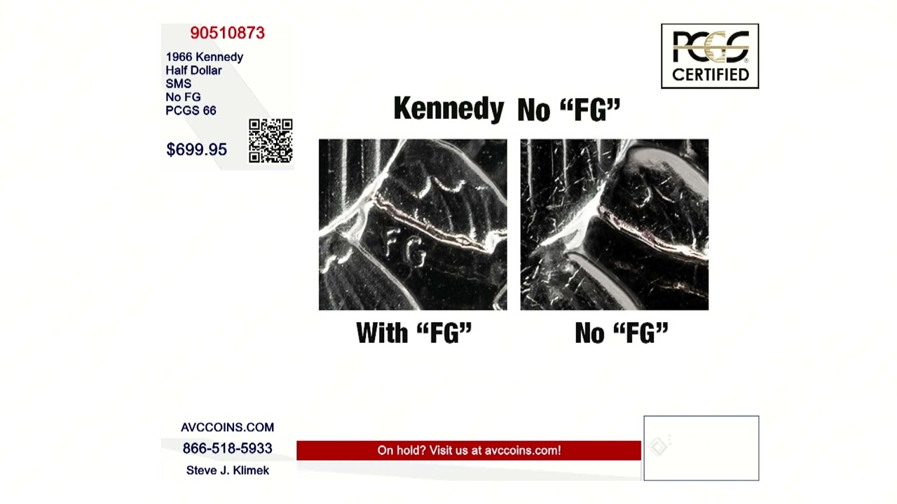 1966 Kennedy Half Dollar SMS No FG PCGS 66