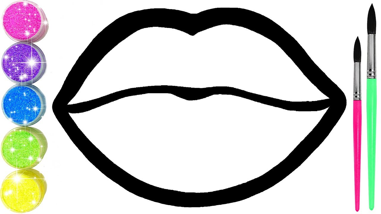 Glitter Lips coloring and drawing for Kids, Toddlers  Кис Кис Knc Knc