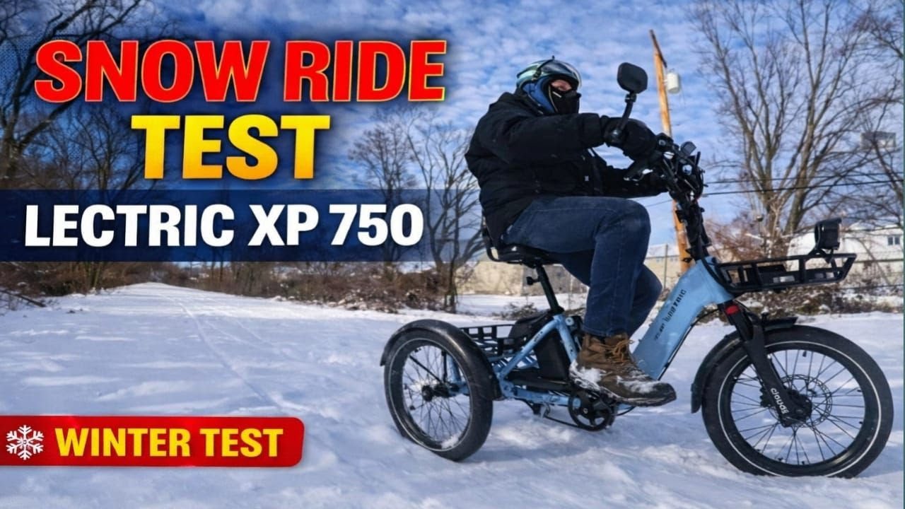 Трехколесный мотоцикл Lectric XP 750 для езды по снегу | Тест производительности в зимних условия...