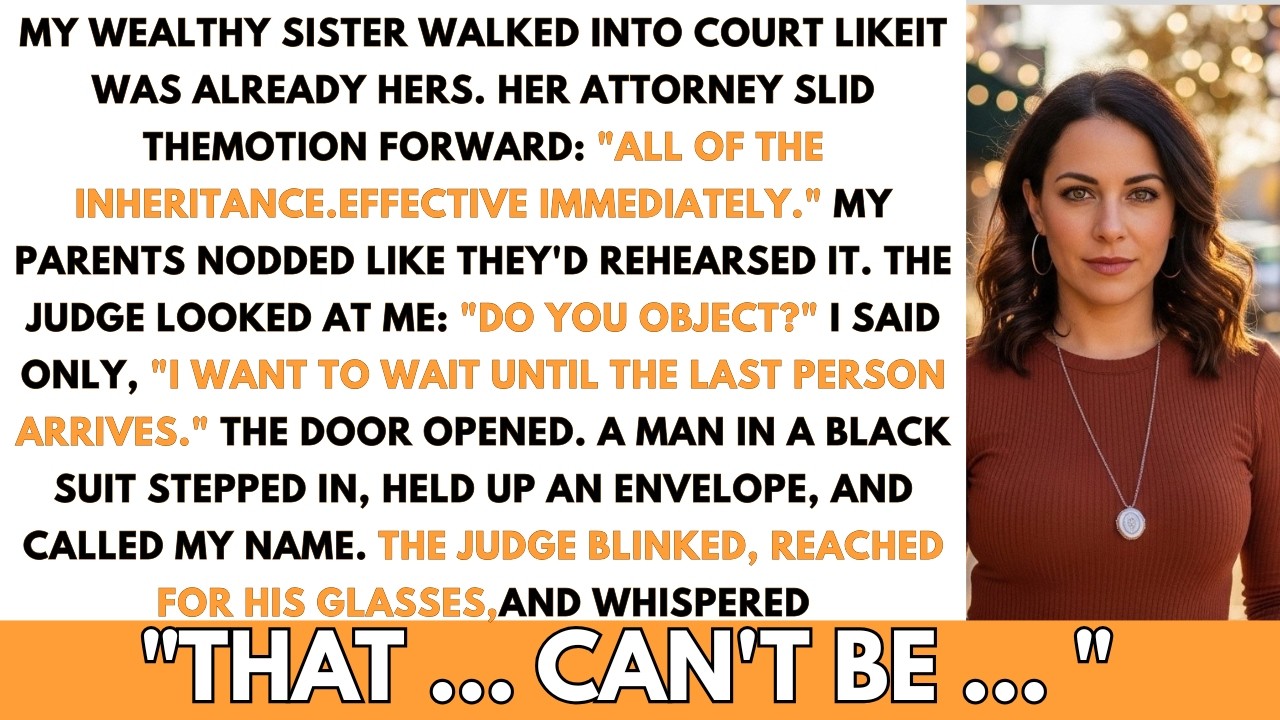My Wealthy Sister Demanded My Inheritance in Court—Then a Man in a Black Suit Walked In and…