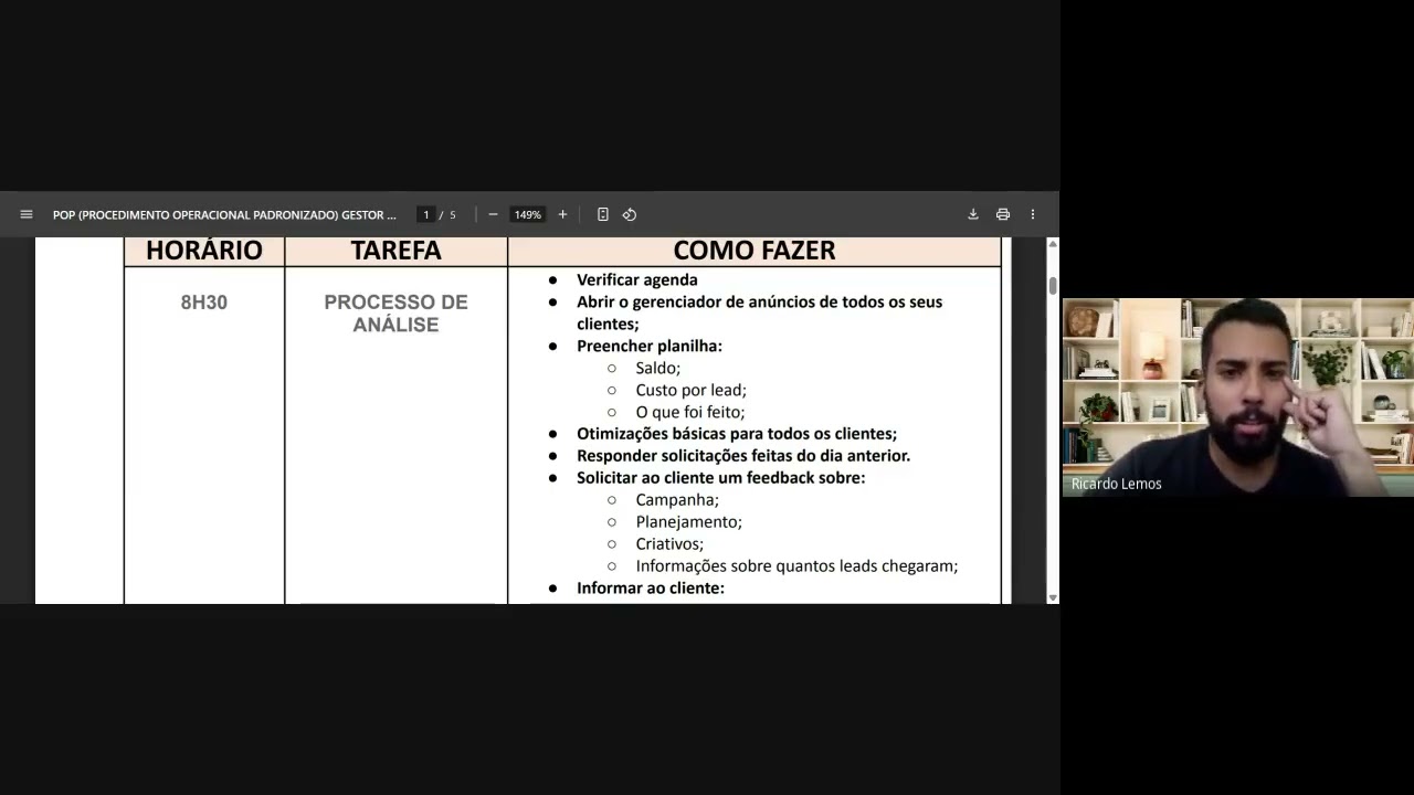 Aula de POP para o curso interno para gestores de tráfego