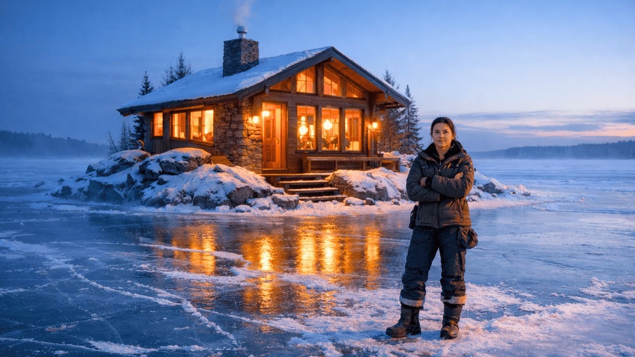 Building a house on a frozen lake island (ASMR) | Step-by-step construction of an ice shelter