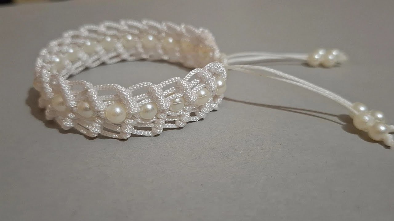 DIY Macrame Fishbone Bracelet With Pearls 🤍| Easy Tutorial  @Knotwithpriyanshi554