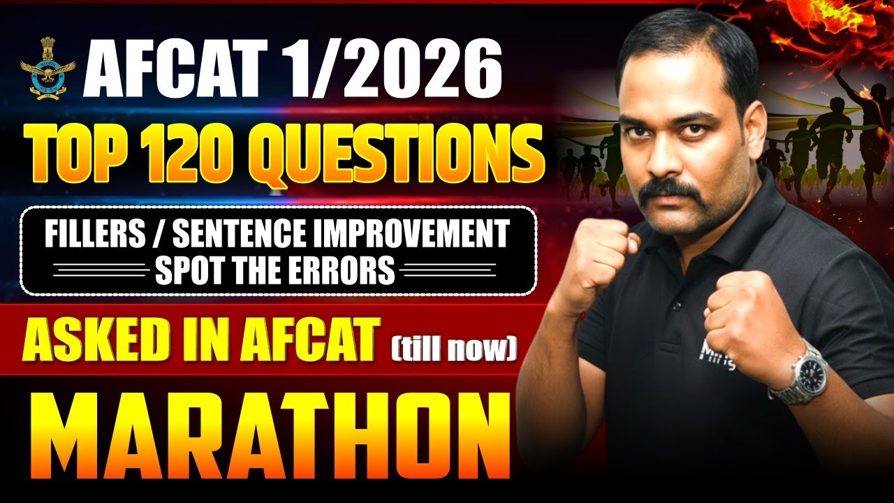 AFCAT 1 2026 English Marathon | Fillers, Errors & Sentence Improvement |Top 120 Most Asked Questions