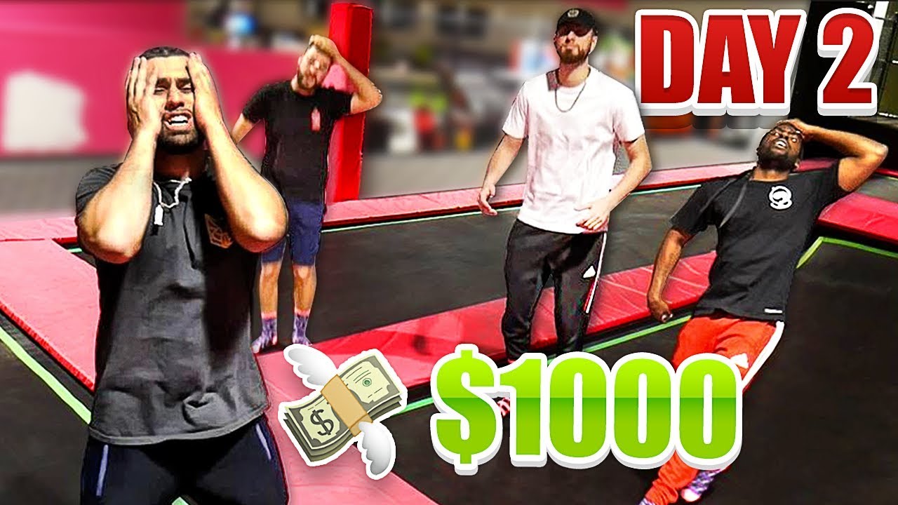 Last To Stop Bouncing On The Trampoline Wins $1000 - Challenge