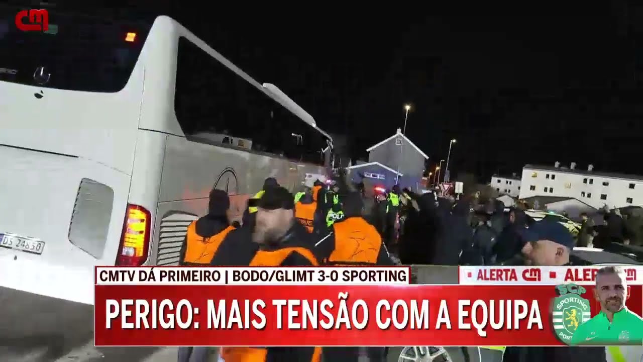 A fúria dos ultras do Sporting junto ao autocarro da equipa leonina: polícia teve de fazer cordão