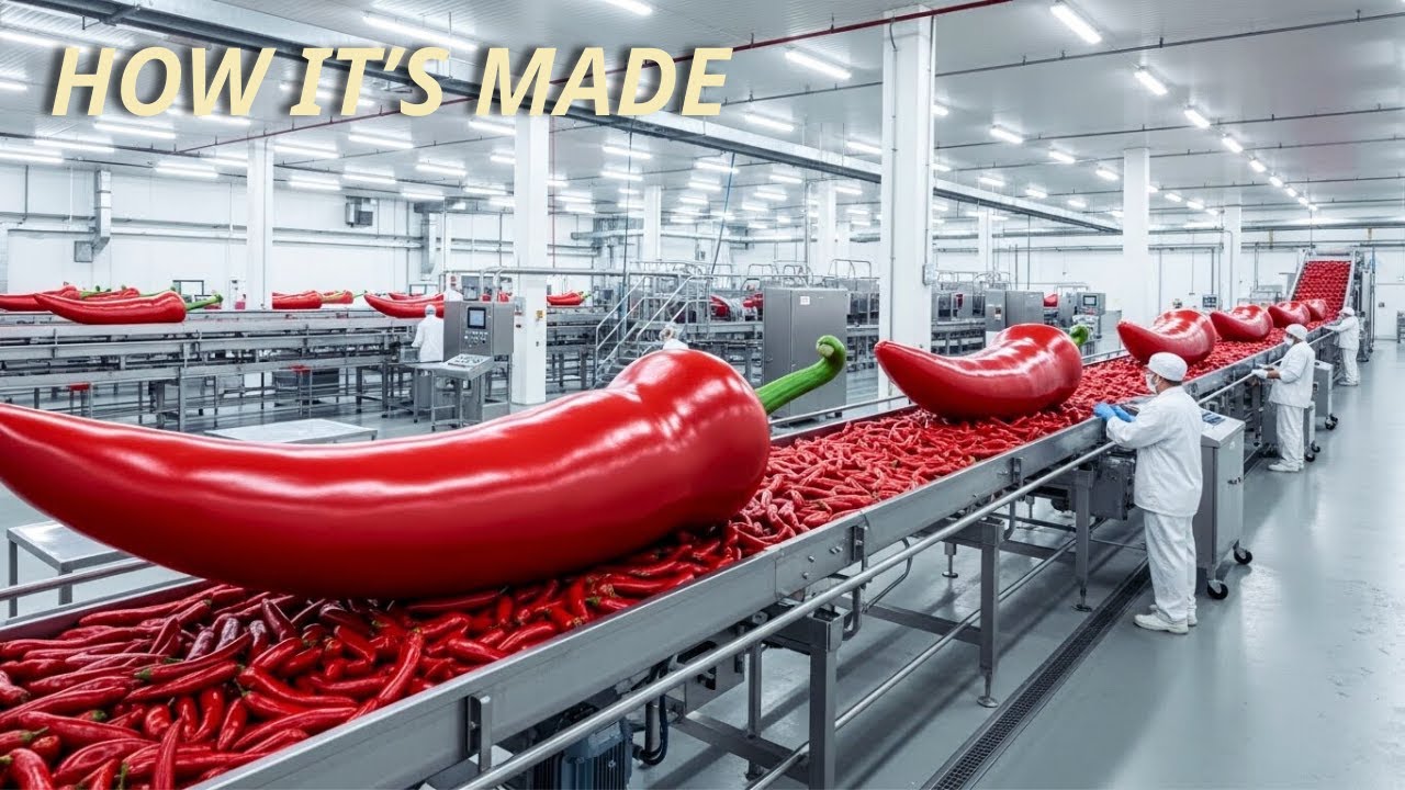 How Chili Sauce Is Made in a Modern Factory (ASMR) | From Farm to Table
