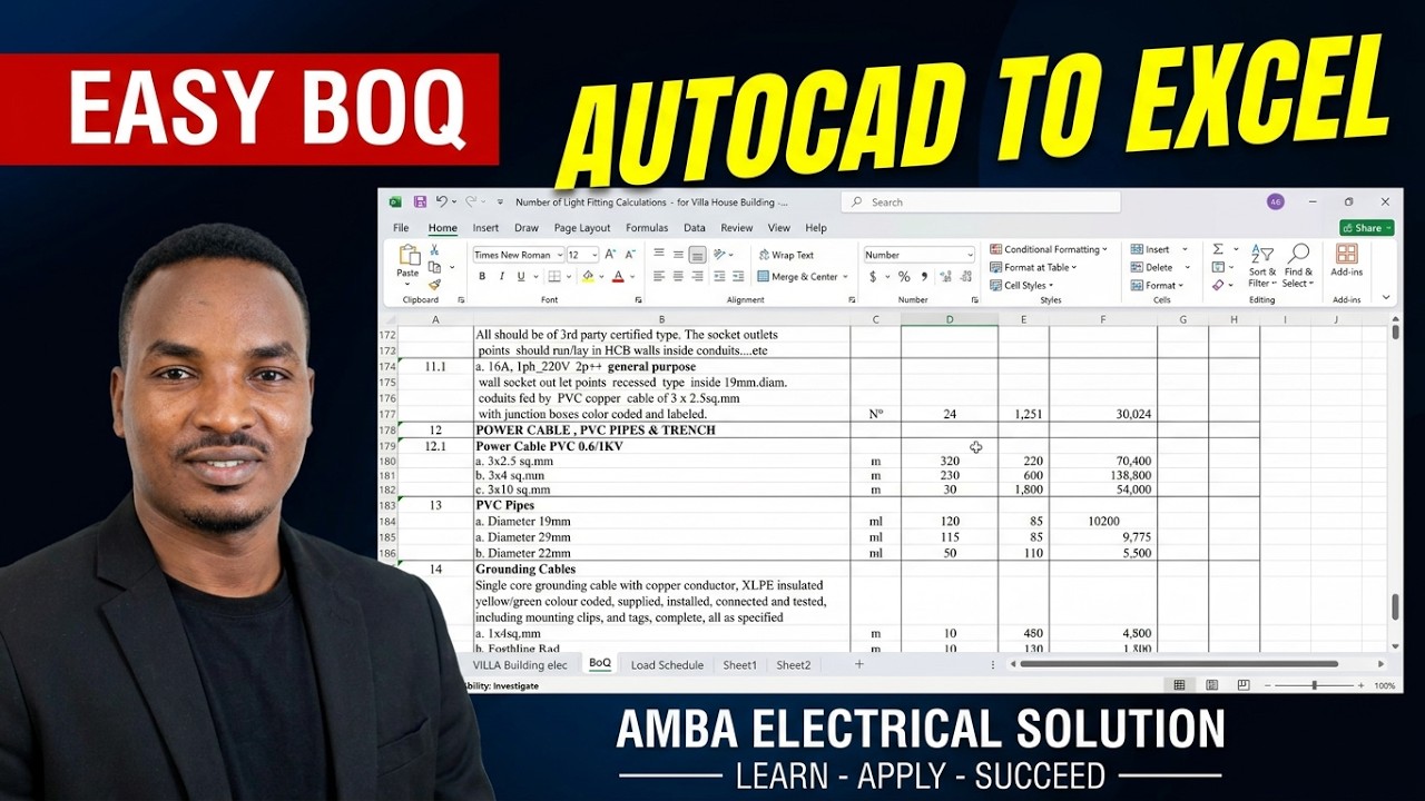 👉 Electrical BOQ from AutoCAD Drawing | Easy Step-by-Step Guide