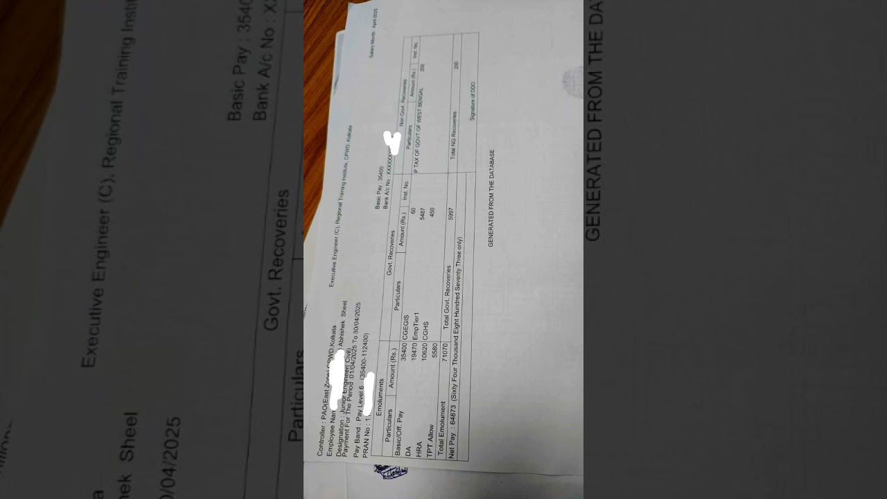 My salary slip # cpwd je # ssc je 