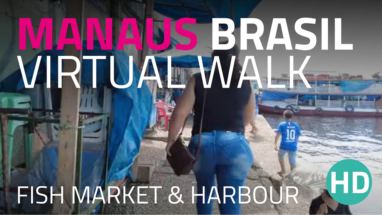 🇧🇷 Manaus Brazil Unveiled: A Virtual Walking Tour | Harbor & Fish Market Highlights - HD