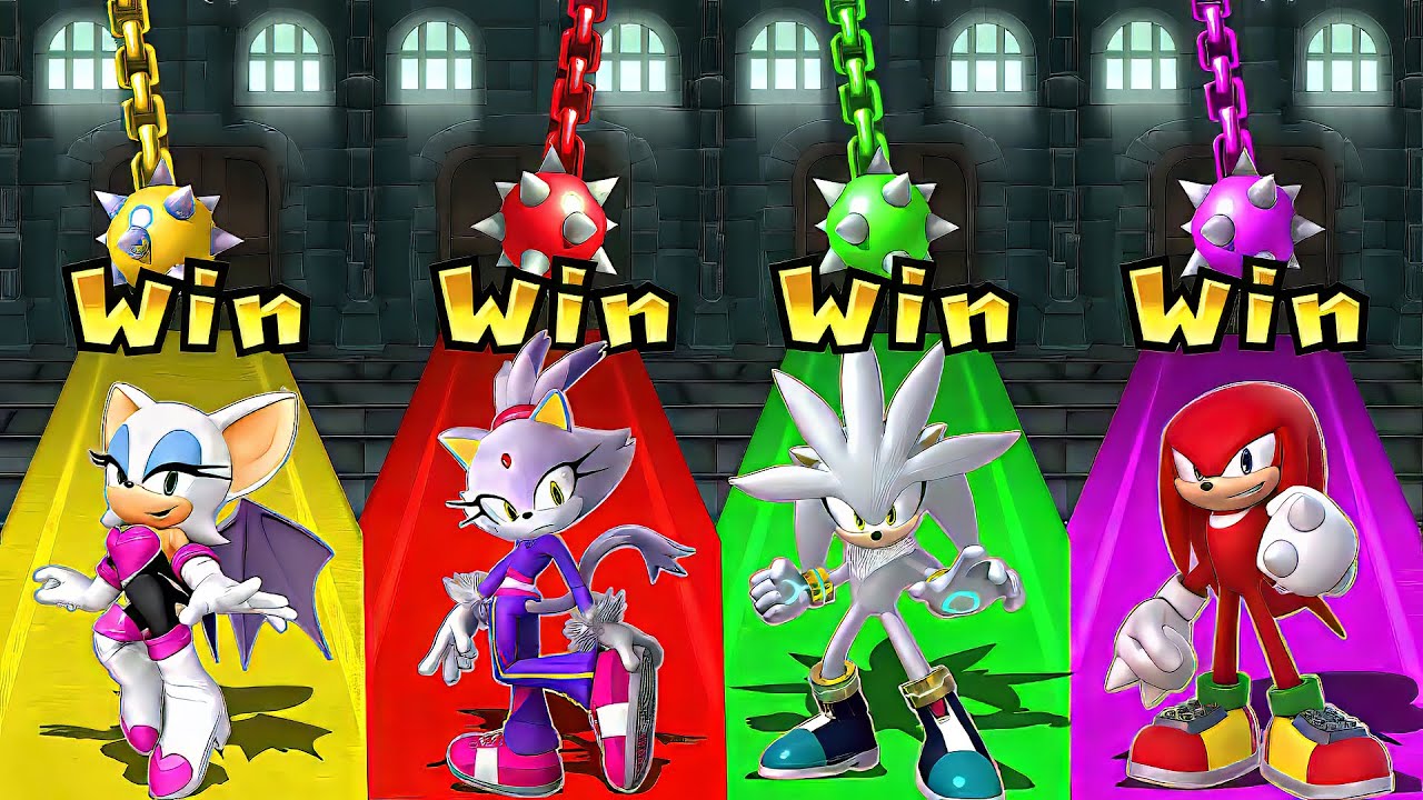 Mario Party 9 Minigames - Knuckles Vs Blaze Vs Silver Vs Rouge the Bat (Master Difficulty)