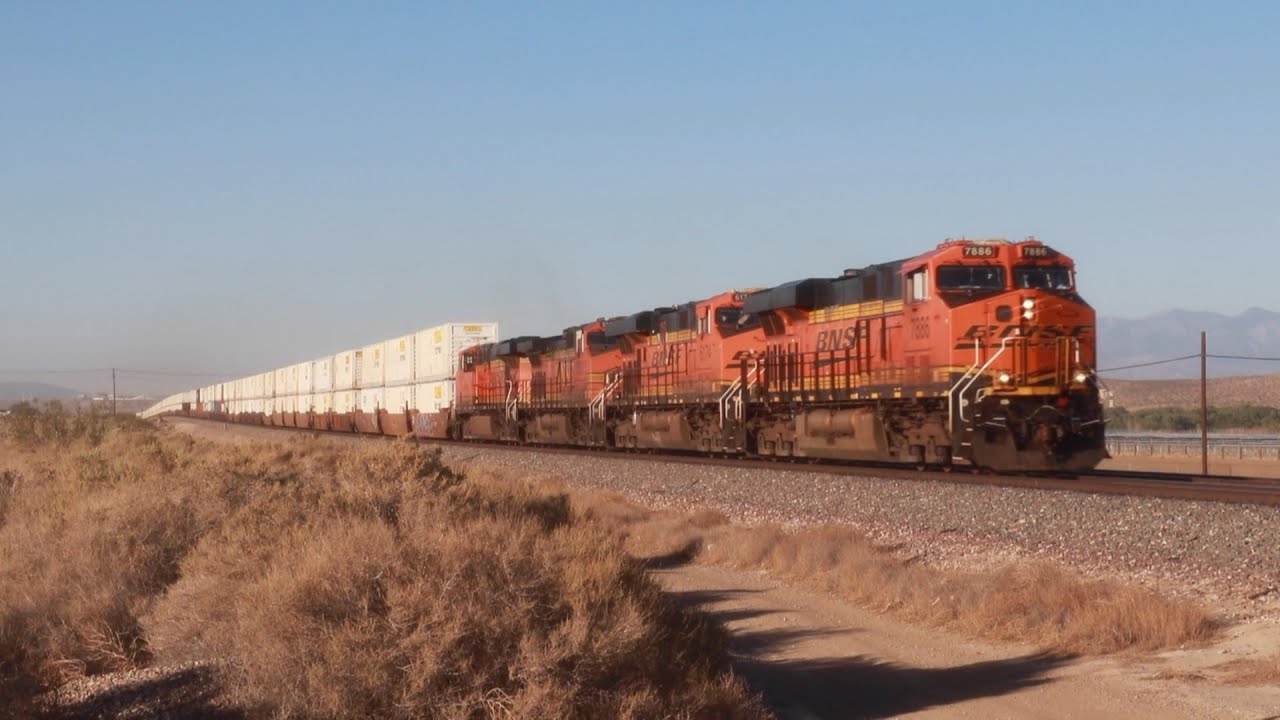 Compilation 210 BNSF Freight Train Railroading Manifest Double Stack Trailer Container