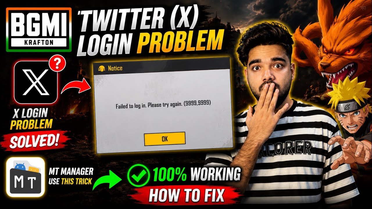 BGMI New Update 4.5 Twitter (X) Login Error 9999,9999 FIX 🔥 How to login BGMI with Twitter 😭