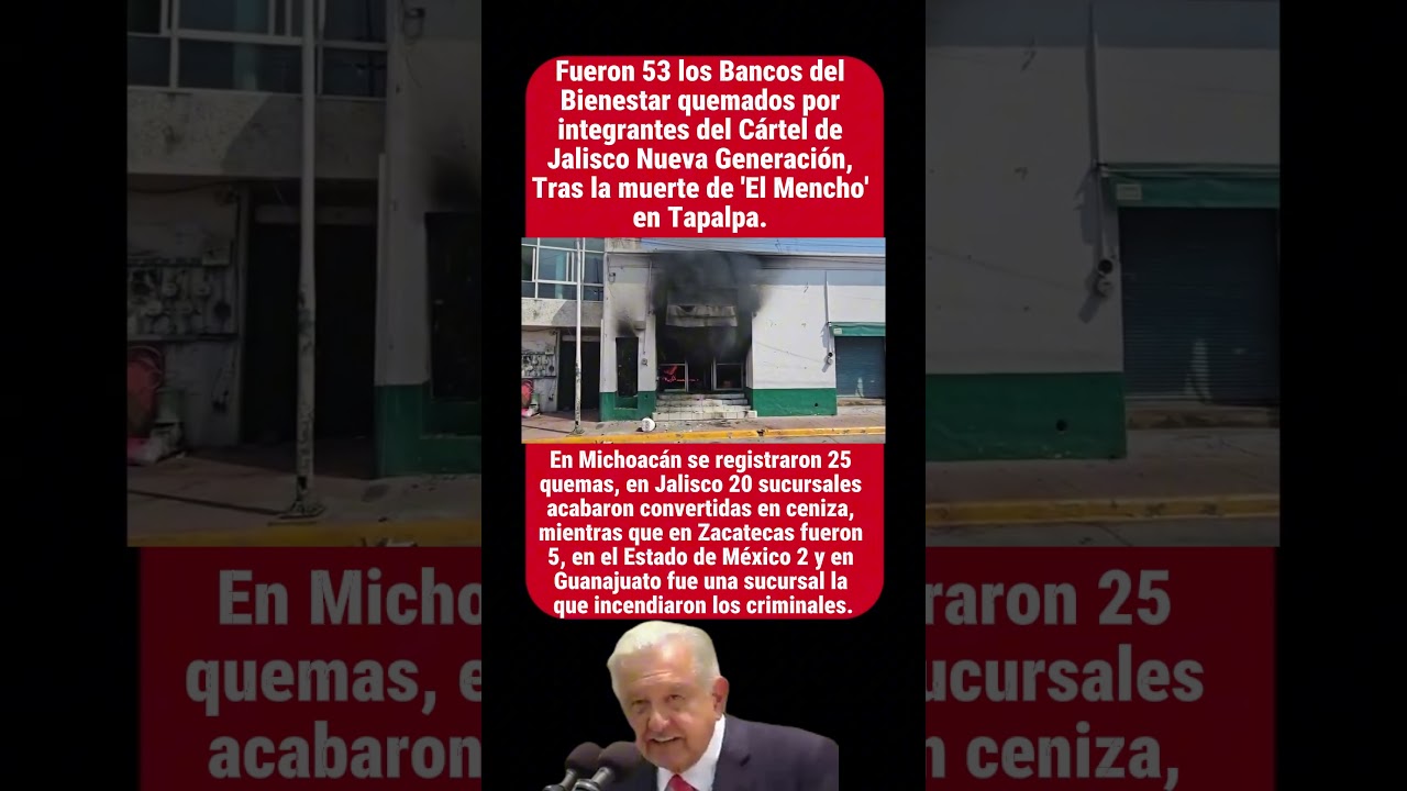 &iexcl;El CJNG quema 53 Bancos del Bienestar!! #noticias #mexico #news