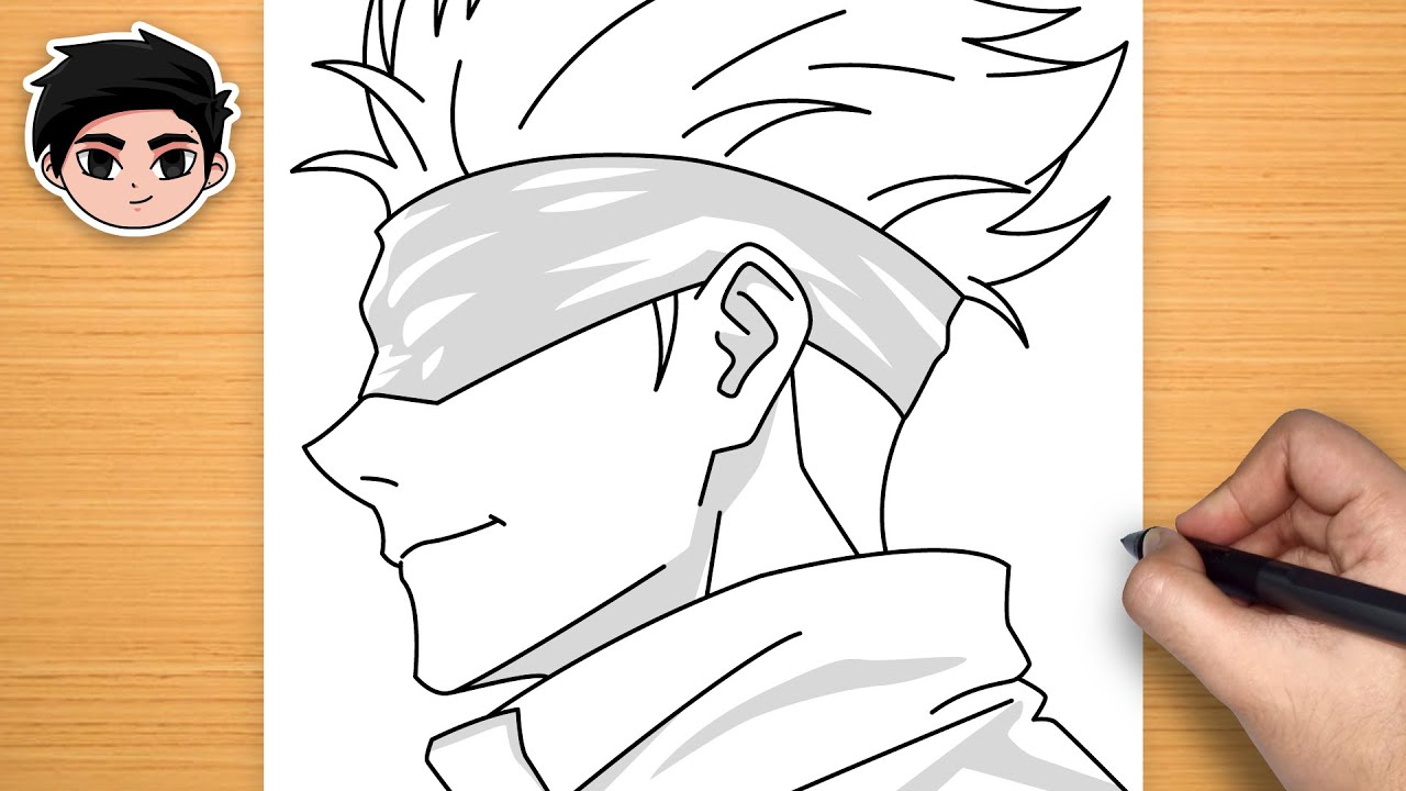Easy Anime Drawing | How to Draw Gojo Satoru (Side view) from Jujutsu Kaisen Step-by-Step