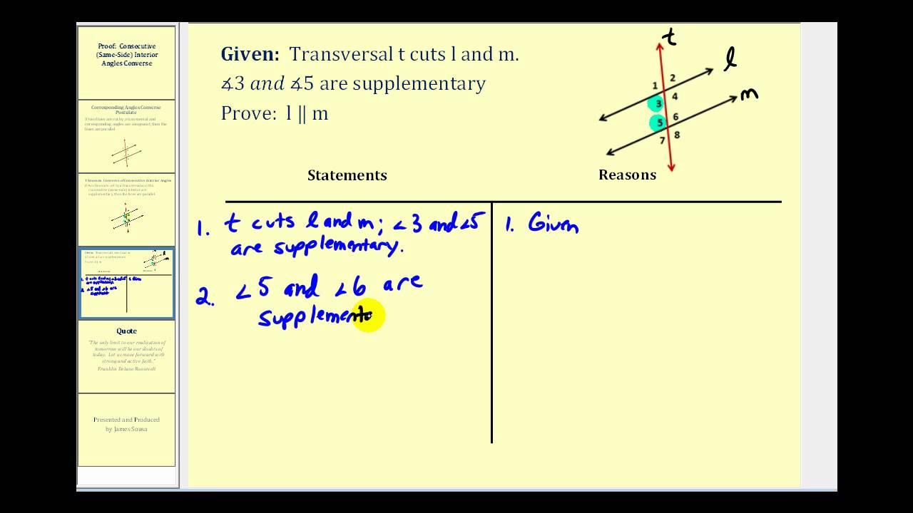 Proof:  Consecutive Interior Angles Converse