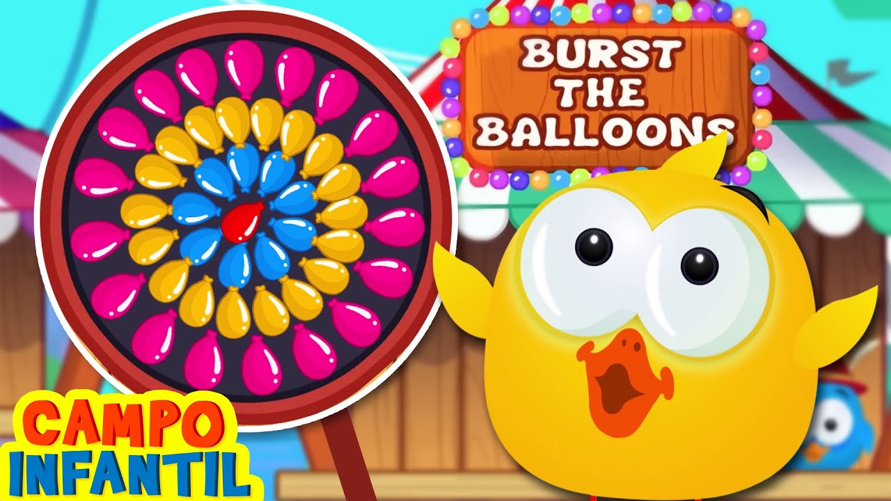 Dibujos animados de patito afortunado | Juego de Globos en la Feria | Campo Infantil