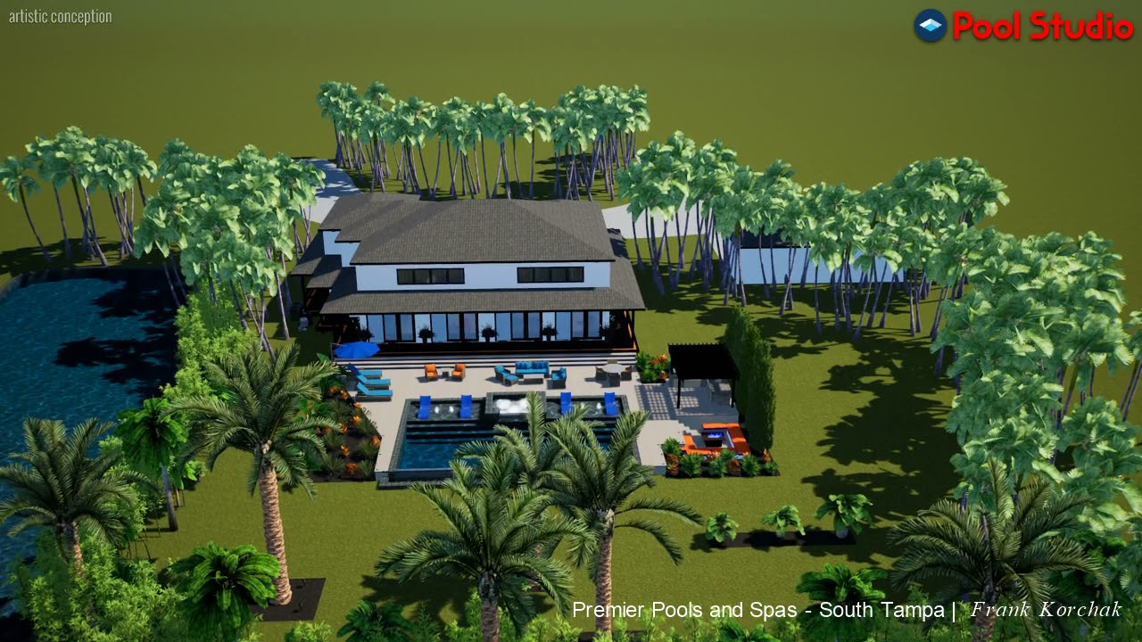 INFINITY POOL WITH RAISED BBQ AREA AND SUNKIN FIRE PIT