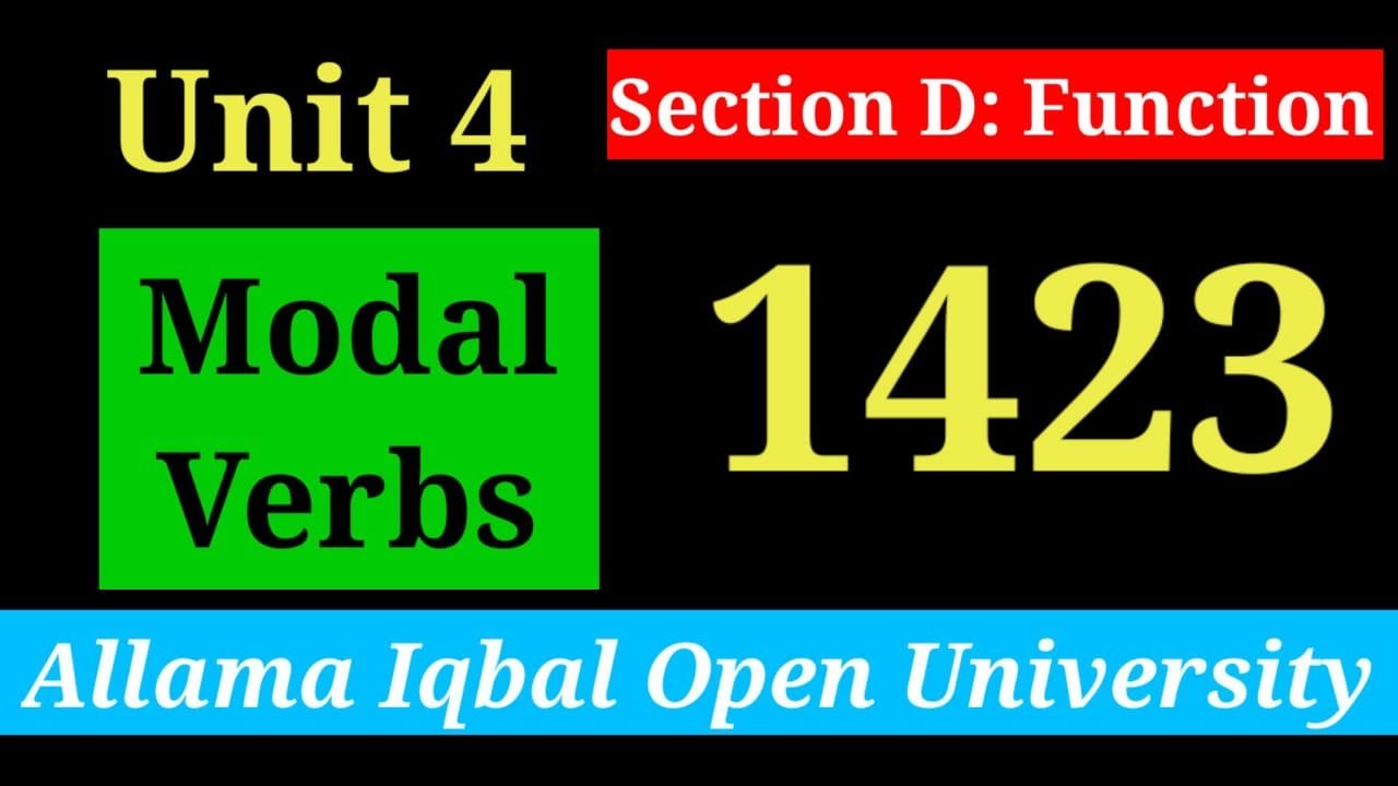 Model Verbs | Unit 4 (Section B: Structure) | AIOU B.A/BS English (1423) | Scholars Institute
