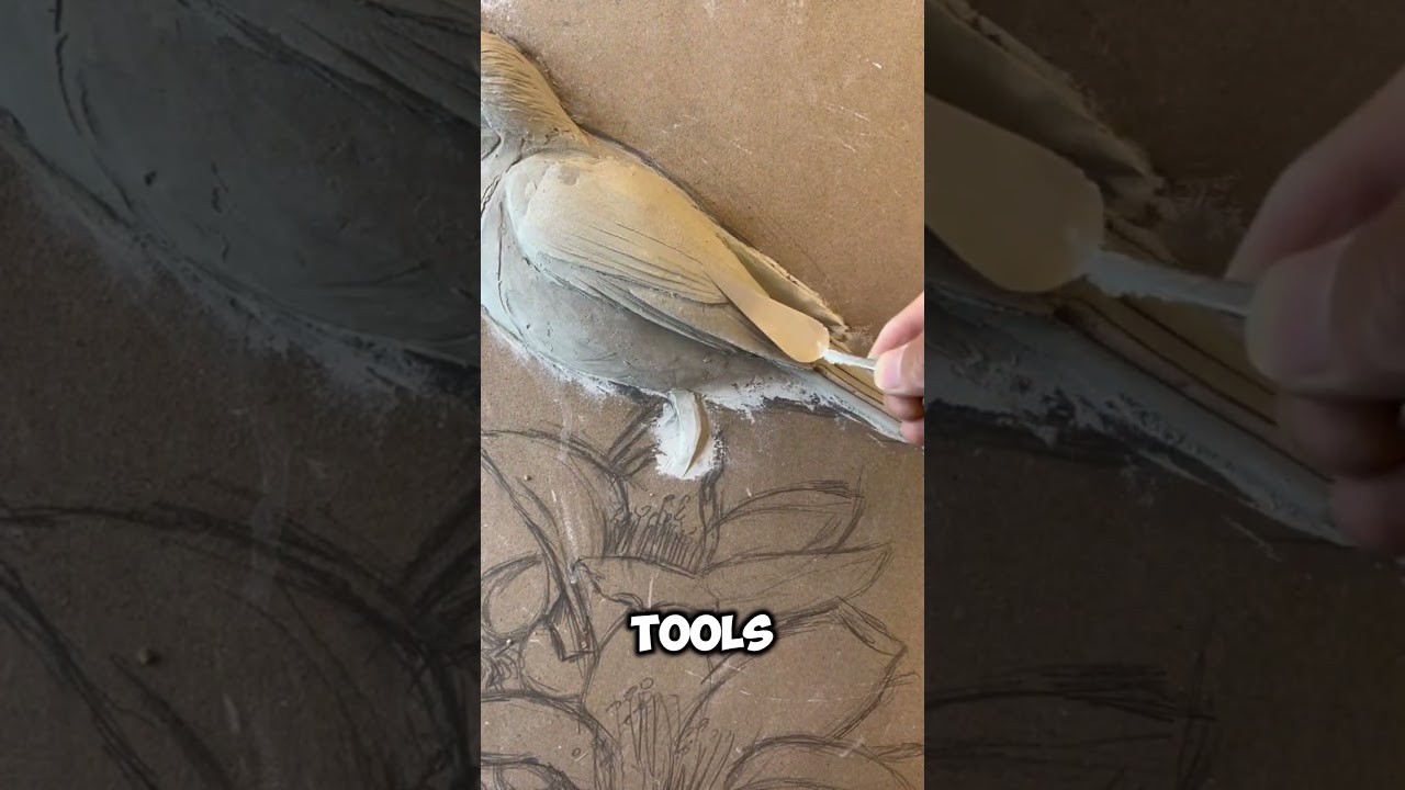 Птица на стене, используя только цемент!