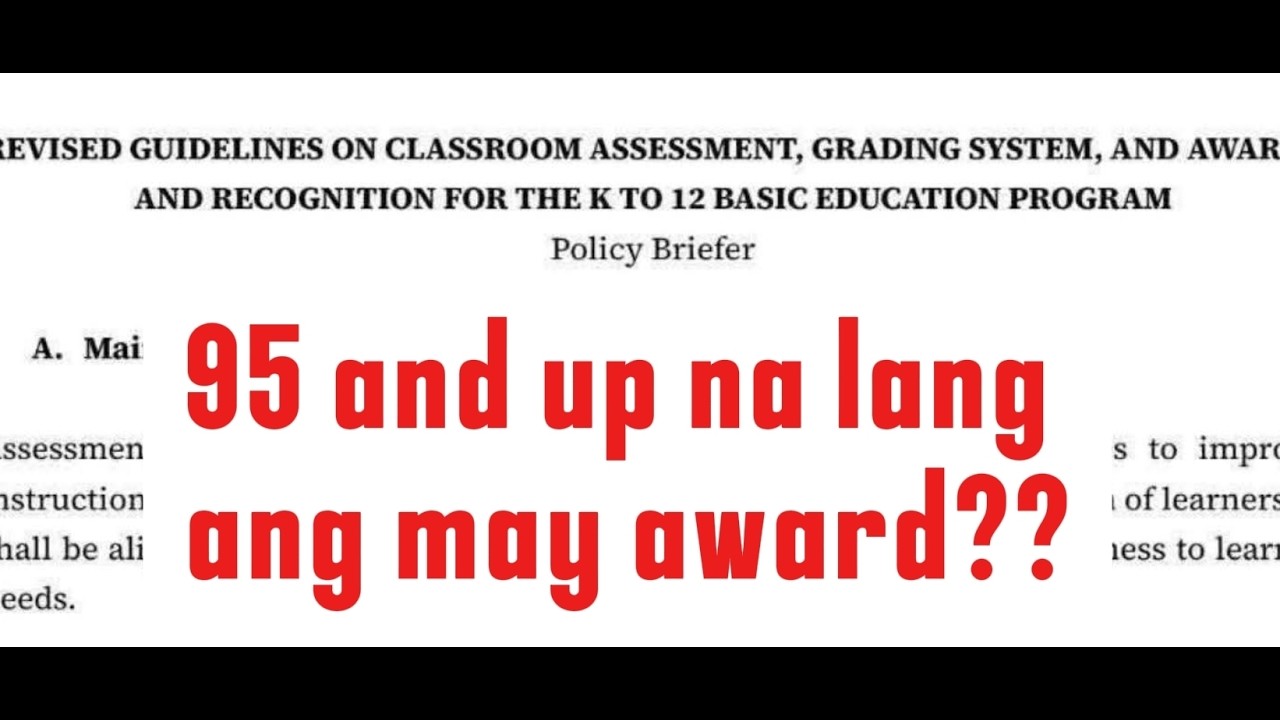 NEW GRADING SYSTEM AND AWARDS AND RECOGNITION FOR SCHOOL YEAR 2026-2027-POLICY BRIEFER ONLY