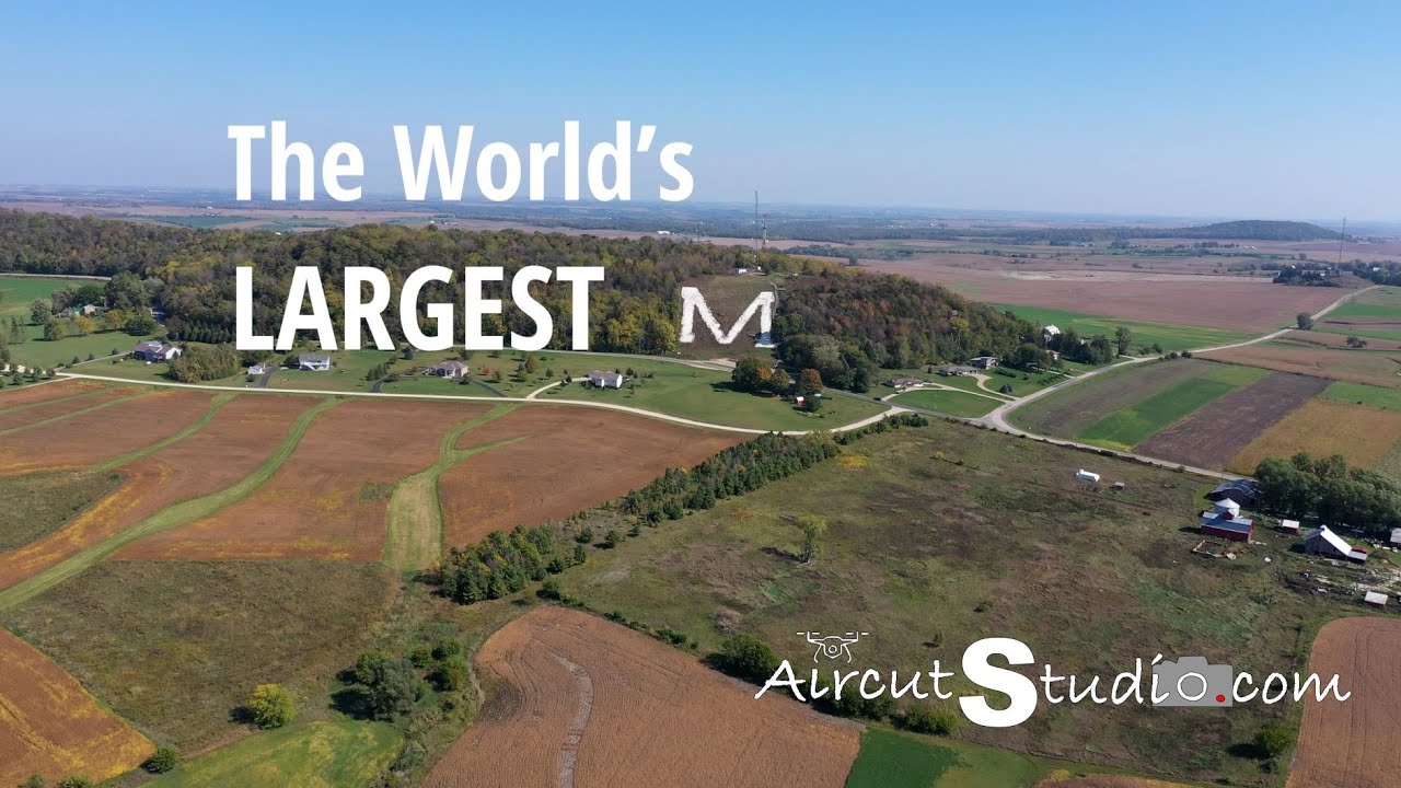 Drone meets the World's Largest M | Platte Mound M, Platteville, Wisconsin